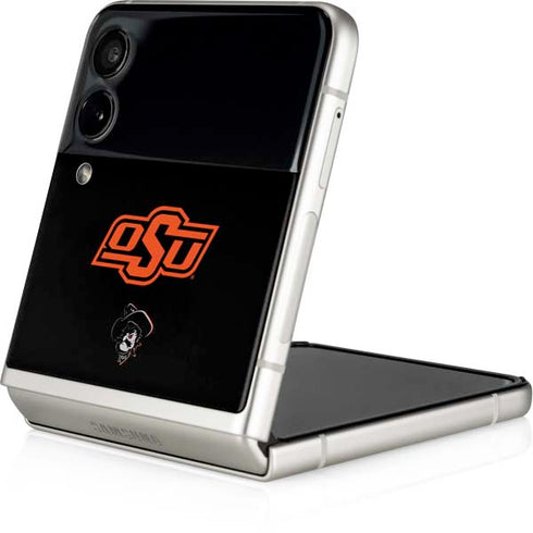 Oklahoma State University OSU on Black Galaxy Z Flip4 5G Skin